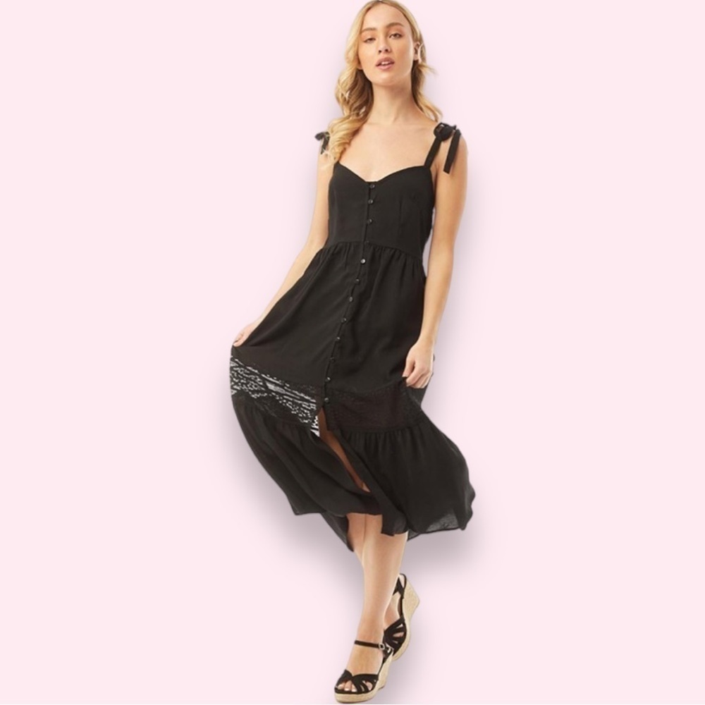 4 for $40 SALE! Brave Soul London Maisie Maxi Tie Strap Dress, Black, Size M